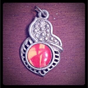 2 for $20 VTG Boho Red Yellow Silver Pendant